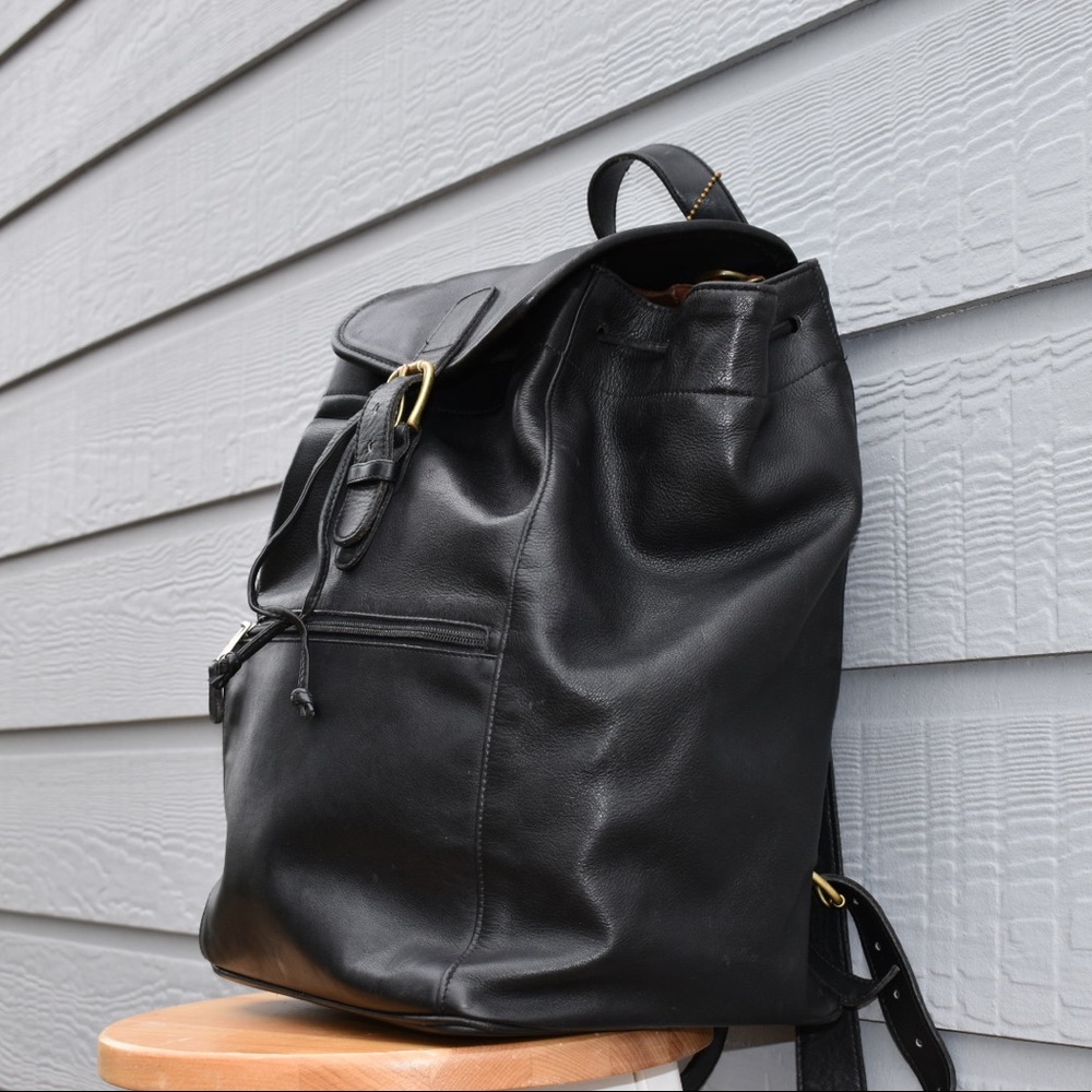Vintage Coach XL Leather Backpack - Black - Picture 3 of 15